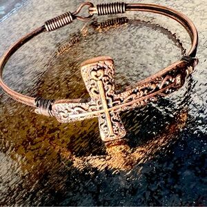Copper Cross Metal Clasp Bracelet